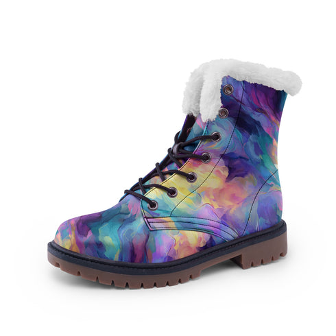 Abstract Ice Unisex Lace Up Winter Boots